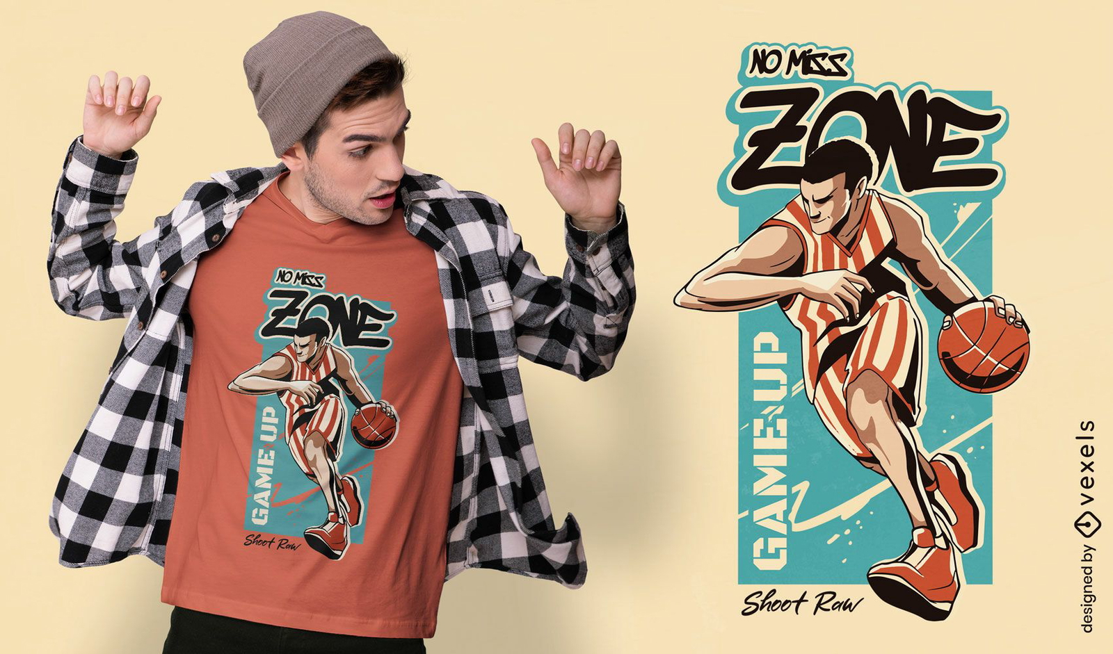 Diseño de camiseta con grafiti de tiro al baloncesto