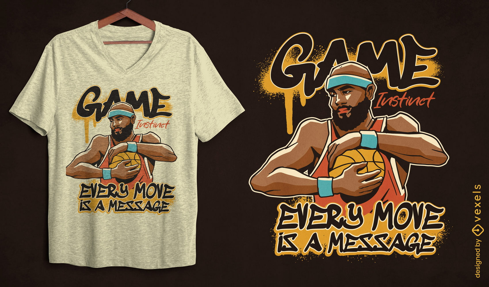 Design de camiseta com instinto de basquete