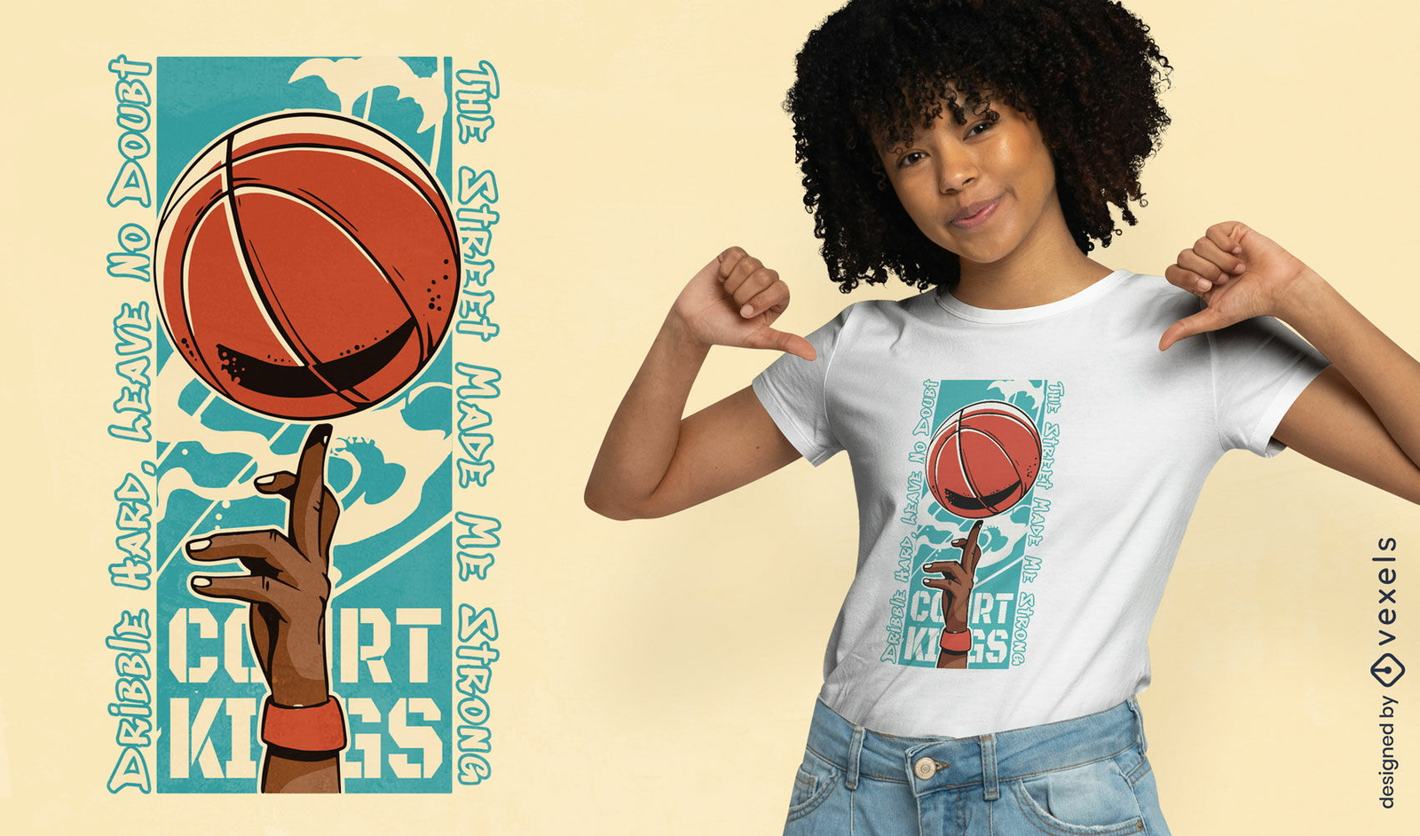Design de camiseta com giro de dedo de basquete
