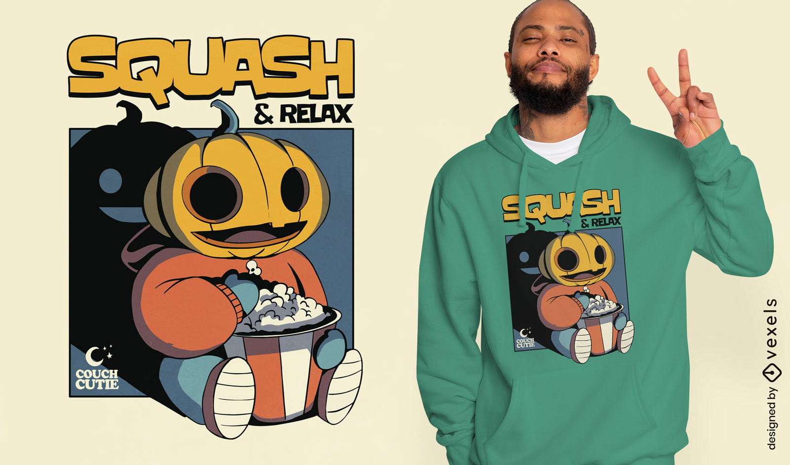 Diseño de camiseta con juego de palabras sobre calabaza de Halloween