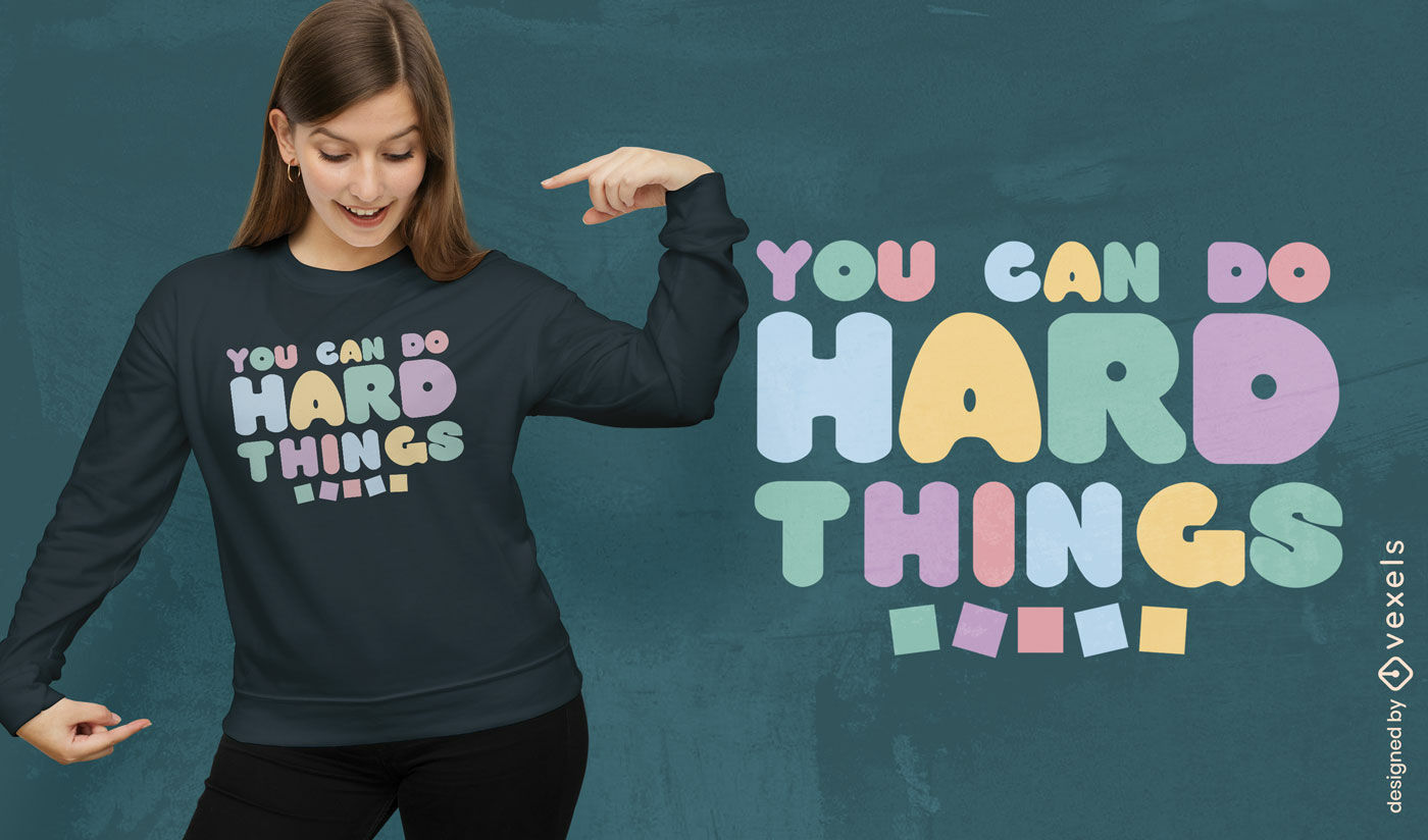 Diseño de camiseta con cita inspiradora en tonos pastel