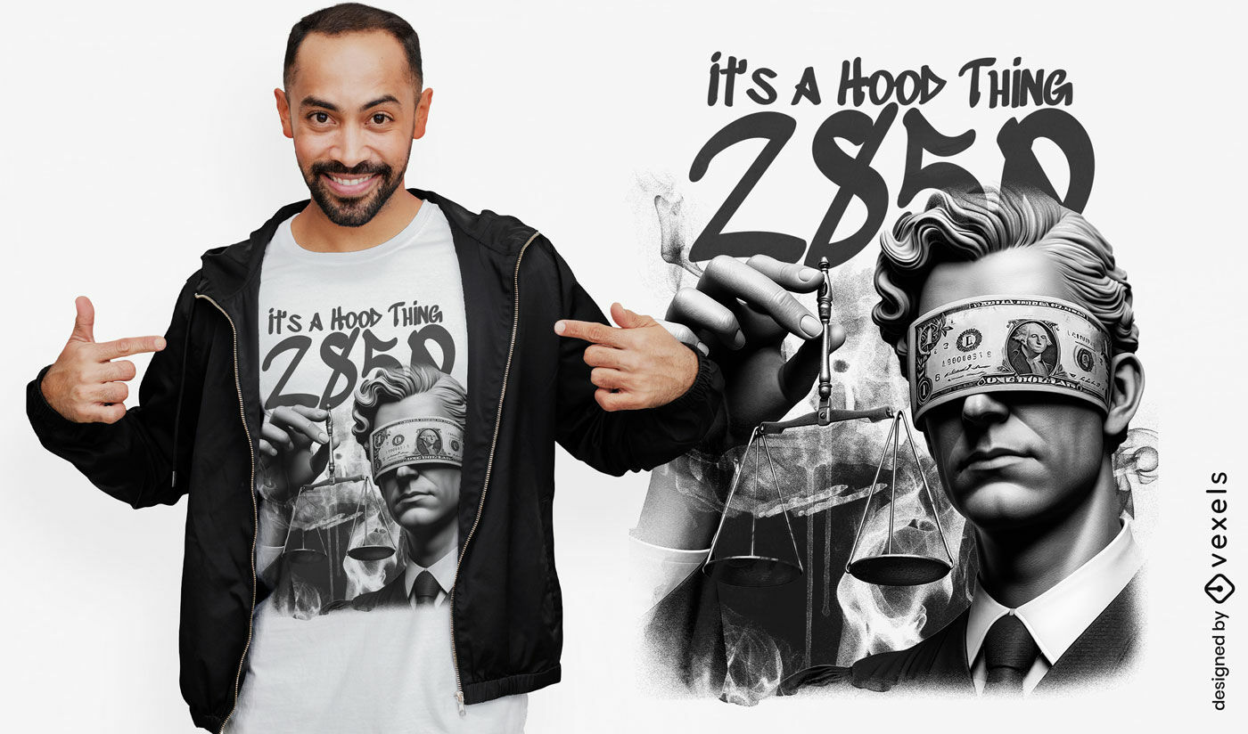 Design de camiseta com os olhos vendados da justiça 2850