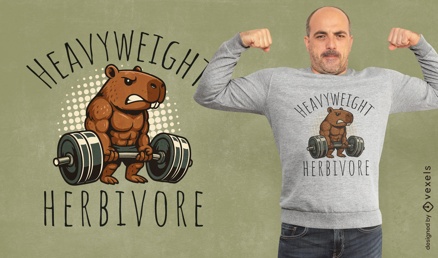 Diseño de camiseta de gimnasio de capibara de peso pesado