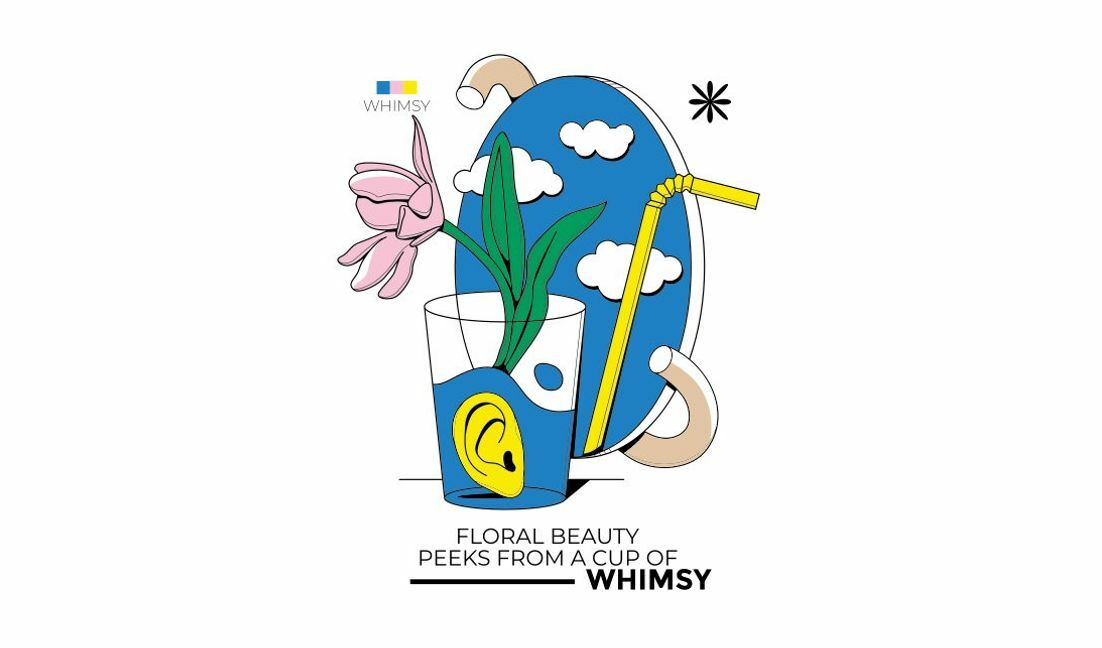 Whimsical floral cup design t-shirt design template