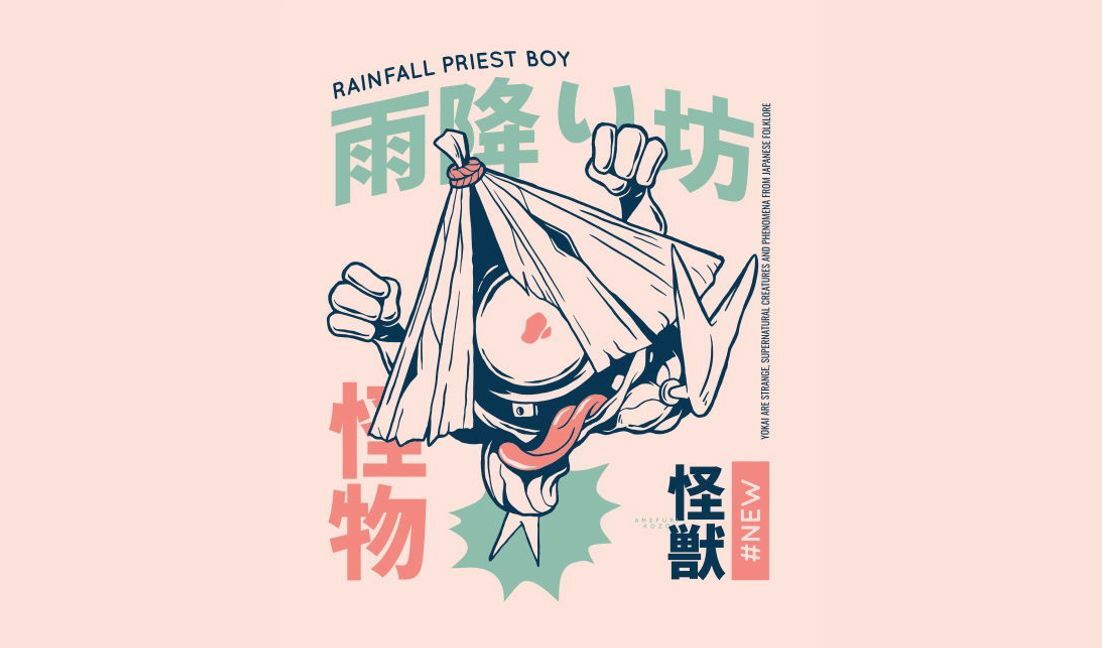 Unique rainfall priest boy graphic design t-shirt design template