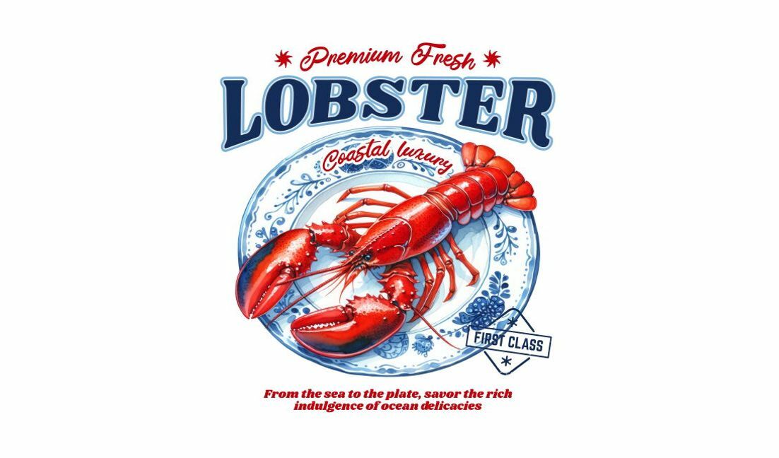 Premium fresh lobster coastal luxury design t-shirt design template
