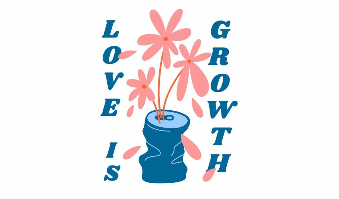 Modelo de design para camiseta Design de citação de amor caprichoso é crescimento