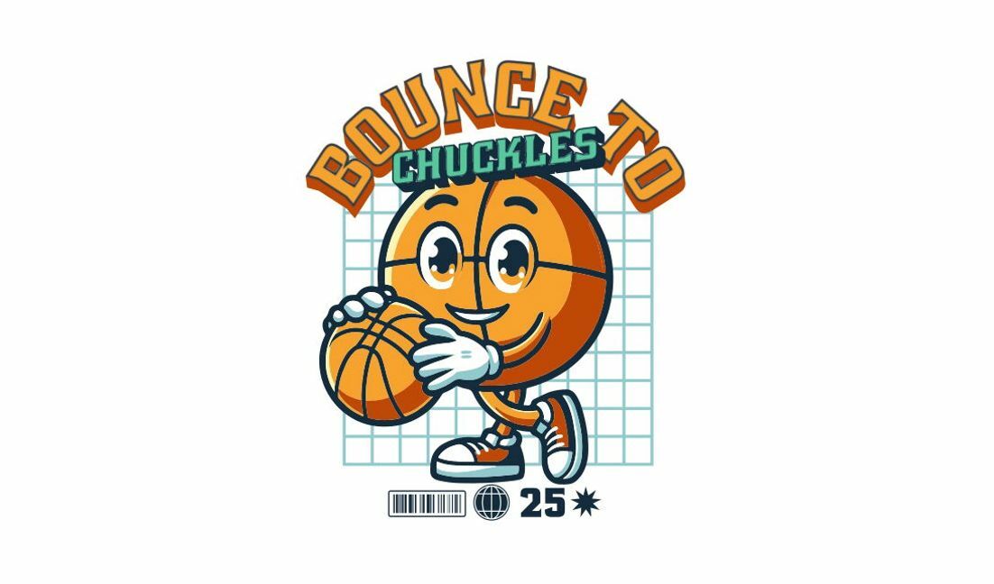 Plantilla de diseño para camiseta Diseño de personaje de baloncesto lúdico con cita divertida.