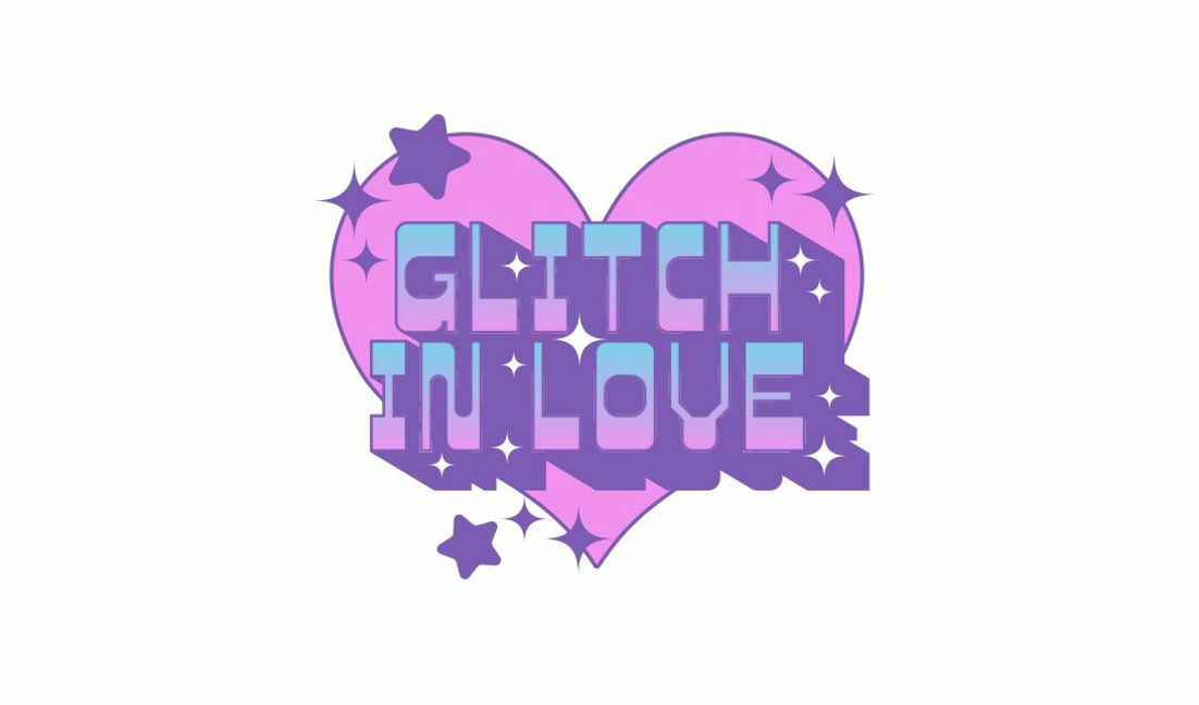 Playful glitch love heart design t-shirt design template