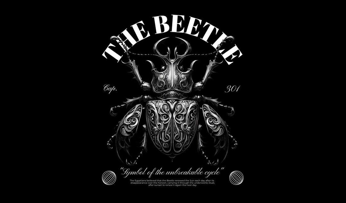 Intricate beetle design with inspirational quote t-shirt design template