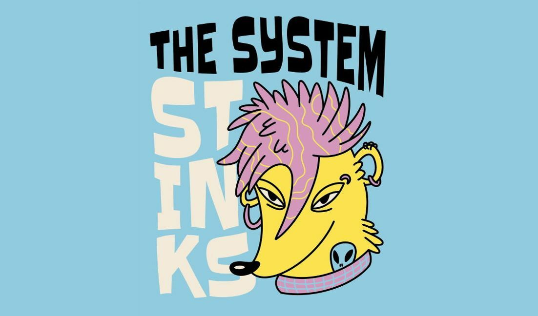Modelo de design para camiseta Ilustração de protesto excêntrica com um animal peculiar