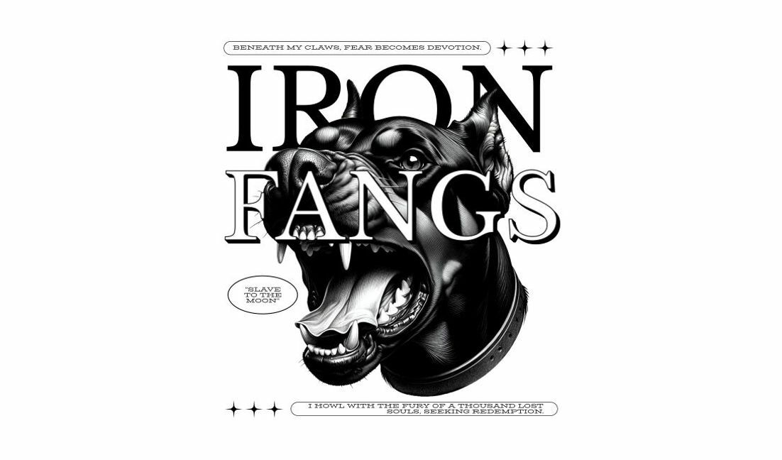 Plantilla de diseño para camiseta Ilustración de un perro feroz con citas poderosas