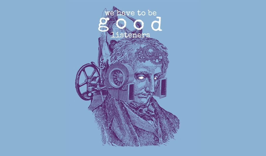 Modelo de design para camiseta Ilustração steampunk exclusiva com tema de escuta