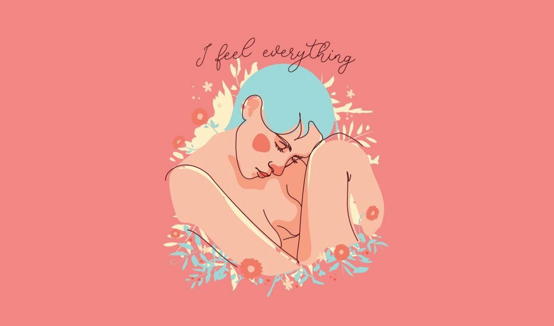 Modelo de design para camiseta Ilustração feminina emocional com citação