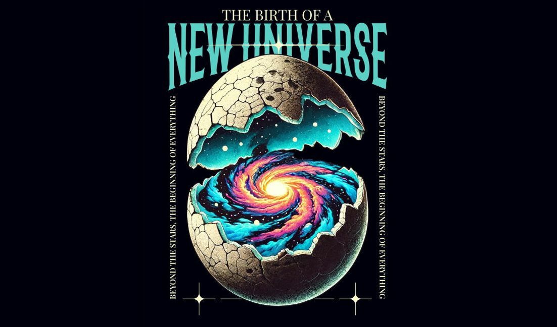 Cosmic egg design showcasing the birth of a new universe t-shirt design template