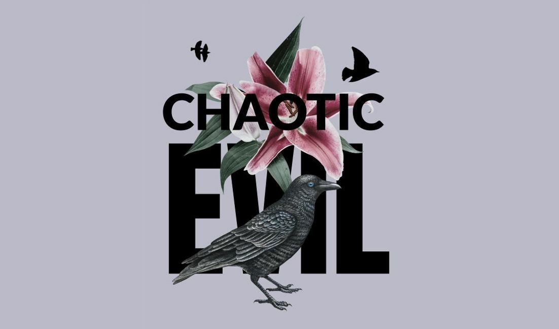 Edgy floral and raven artwork design t-shirt design template