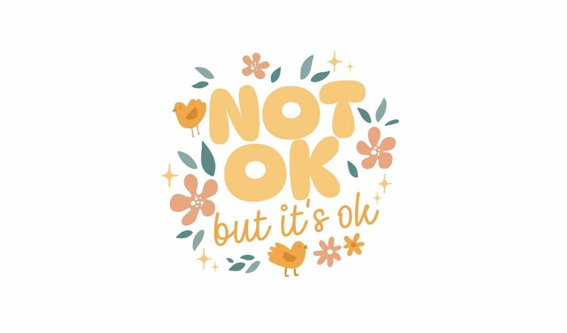 Playful not ok but it's ok quote design t-shirt design template