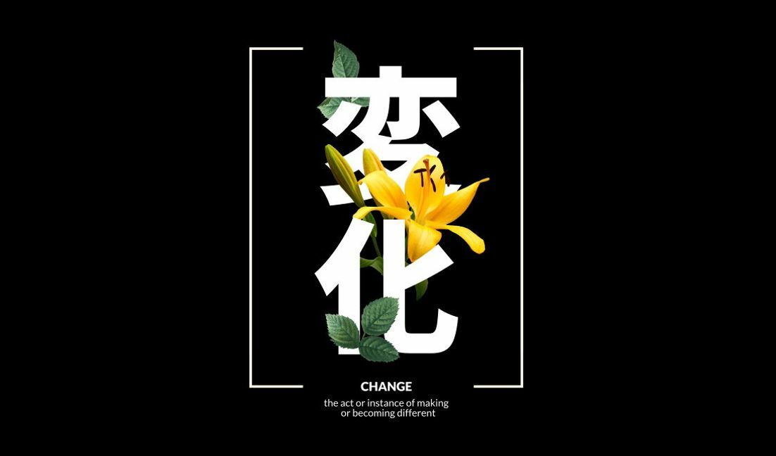 Elegant floral design with change quote t-shirt design template
