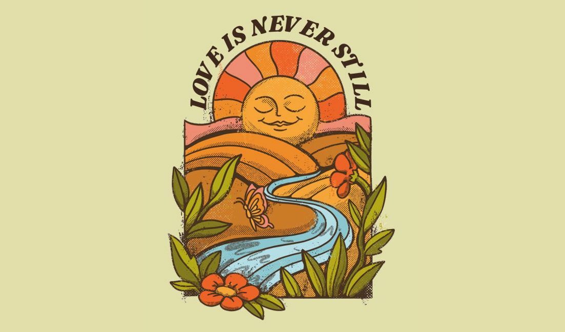 Whimsical love is never still art print t-shirt design template