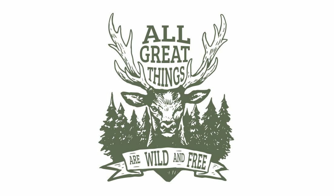 Modelo de design para camiseta Ilustração de veados selvagens e livres inspirada na natureza