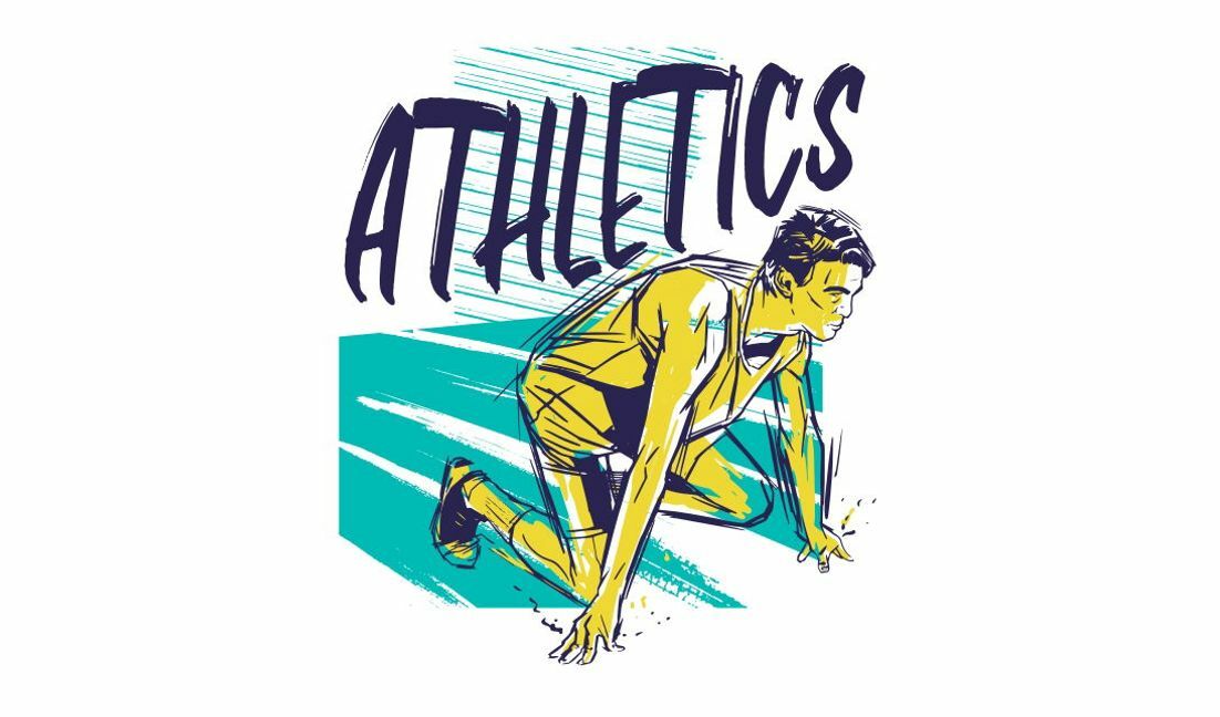 Modelo de design para camiseta Ilustração dinâmica de atletismo para entusiastas de esportes