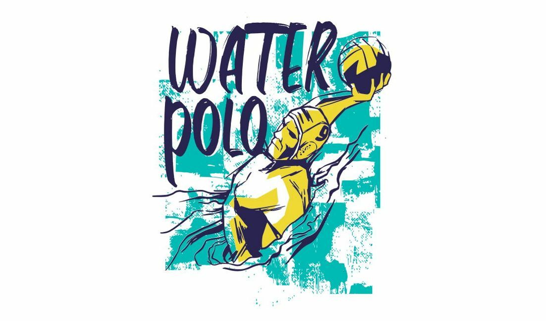 Dynamic water polo athlete graphic design t-shirt design template