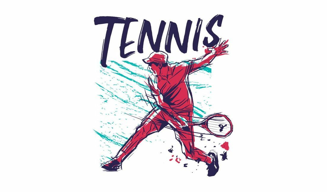 Dynamic tennis player illustration t-shirt design template