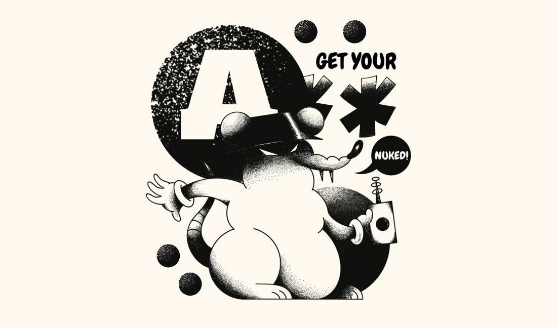 Modelo de design para camiseta Gráfico de rato de desenho animado divertido com texto em negrito