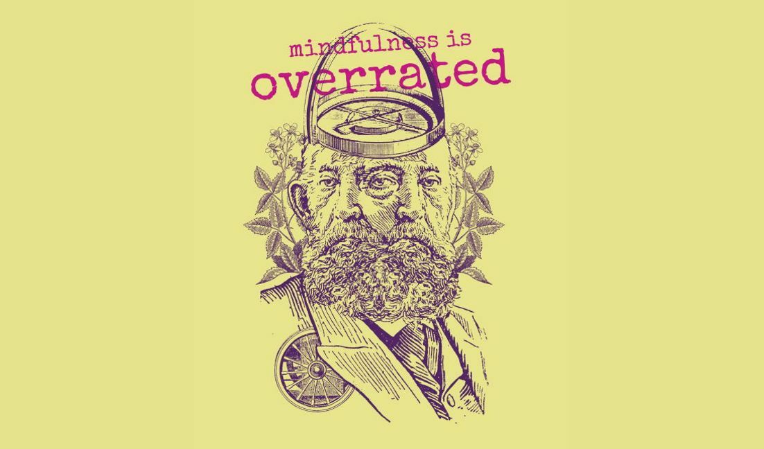 Modelo de design para camiseta Ilustração vintage caprichosa com citação sobre atenção plena