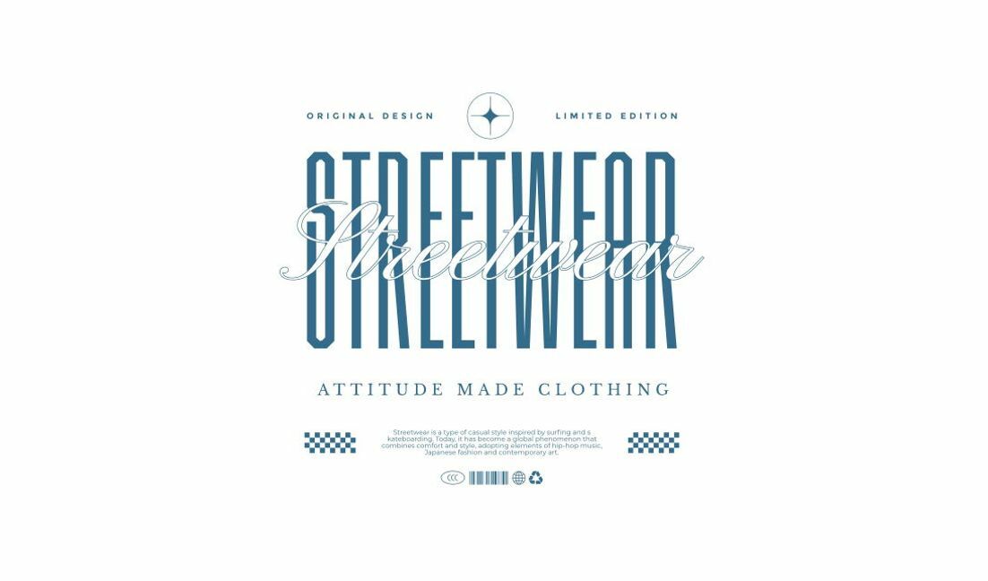 Stilvolles Streetwear-Bekleidungsdesign T-Shirt-Designvorlage