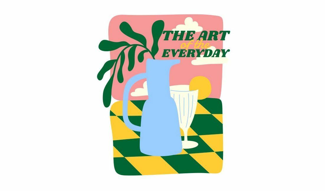 Plantilla de diseño para camiseta Diseño artístico cotidiano y lúdico que presenta una jarra y un vaso.