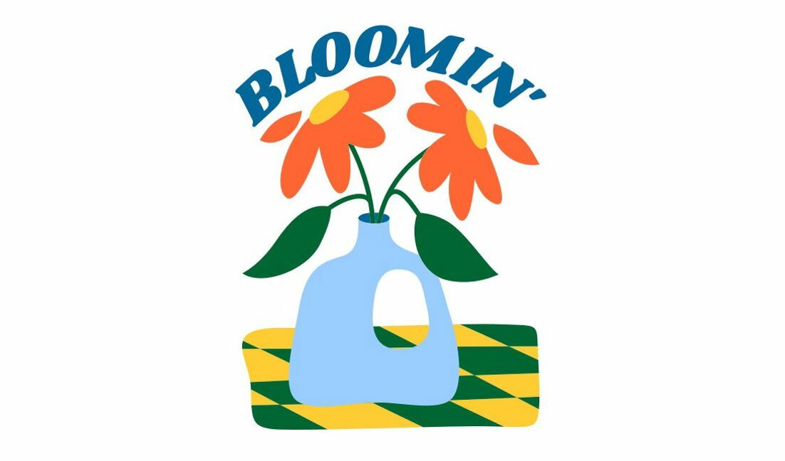 Playful bloom design with bold flowers t-shirt design template