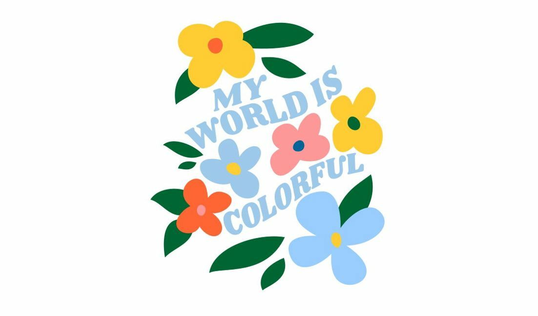 Cheerful floral design with inspirational quote t-shirt design template