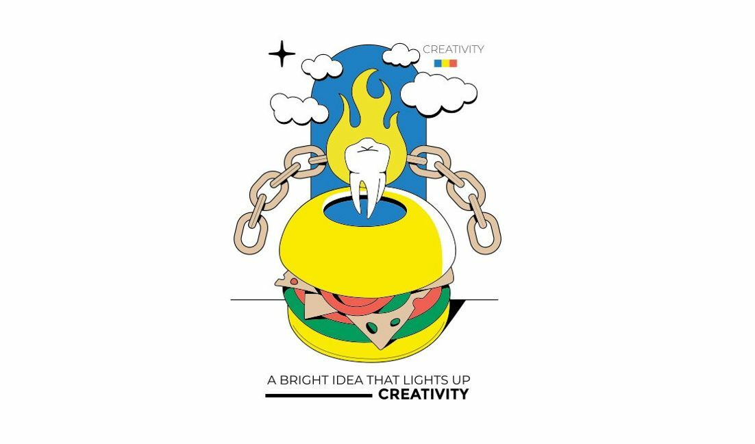 Modelo de design para camiseta Design criativo de hambúrguer com citação motivacional