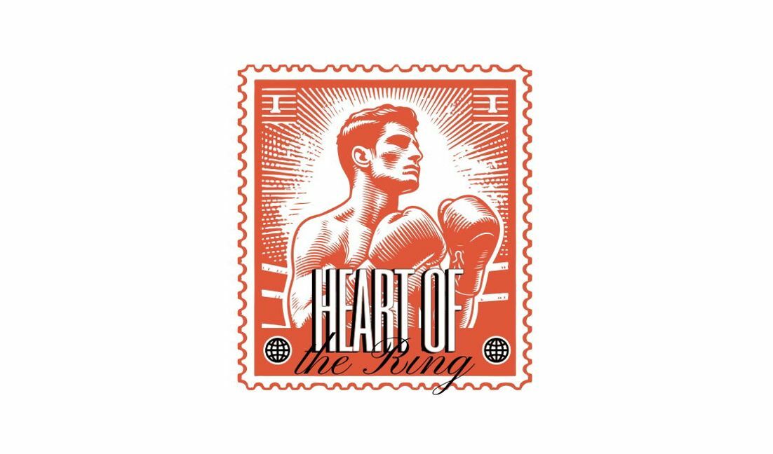 Boxing stamp design with heart of the king quote t-shirt design template