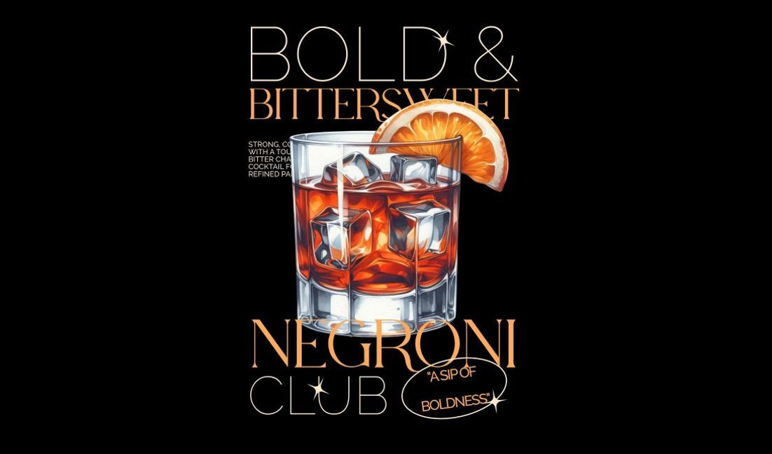 Plantilla de diseño para camiseta Elegante diseño de cóctel de club negroni
