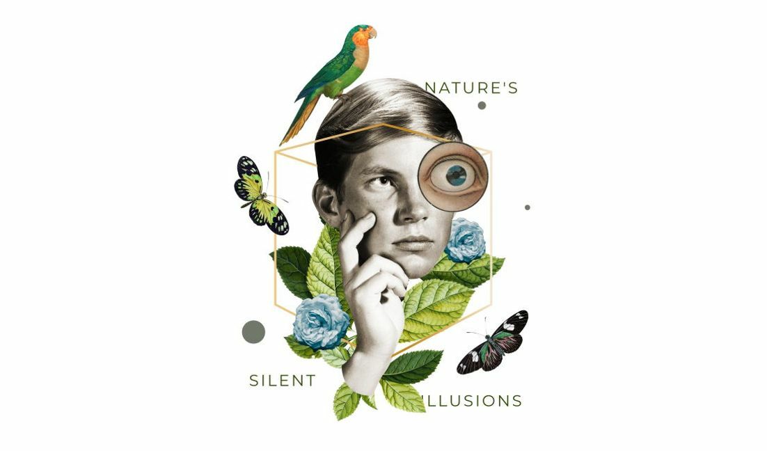 Surreal nature-inspired art print with whimsical elements t-shirt design template