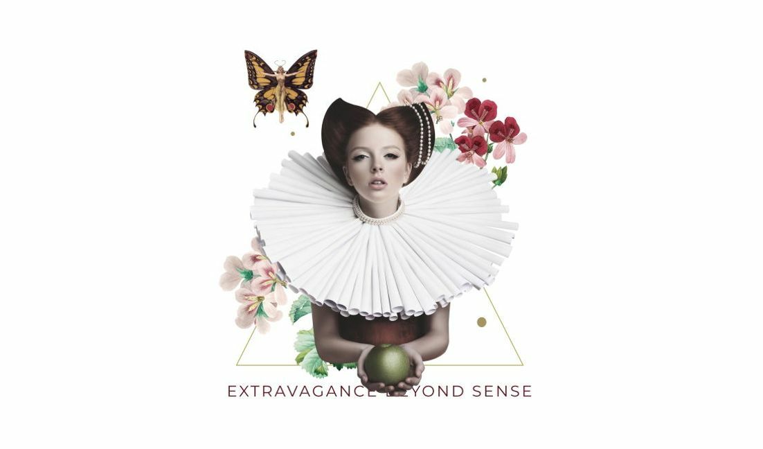 Extravagant fashion art with floral elements t-shirt design template