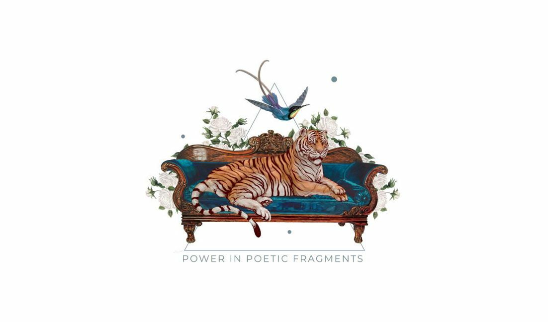 Majestic tiger and bird illustration on vintage sofa t-shirt design template