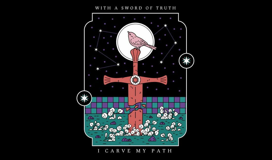 Symbolic nature and truth-inspired art print t-shirt design template