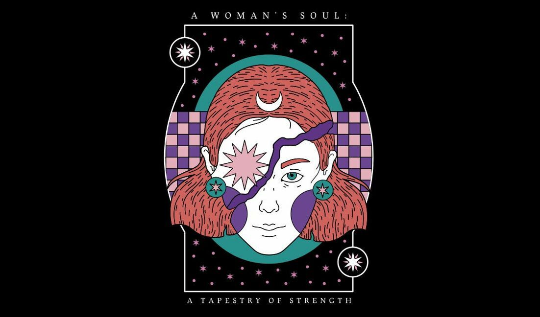 Modelo de design para camiseta Design empoderador para mulheres com motivos celestiais
