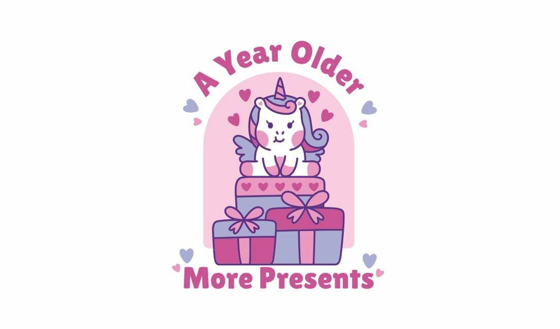 Cute unicorn birthday design with gifts t-shirt design template
