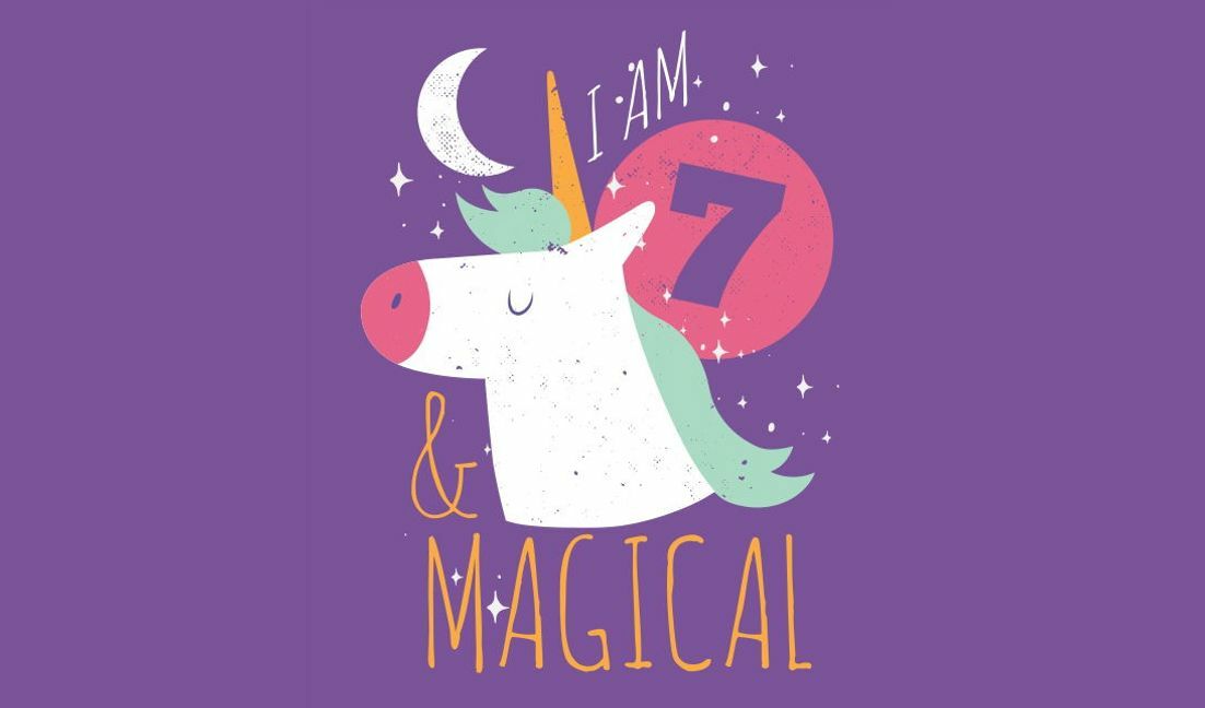 Playful unicorn birthday design t-shirt design template