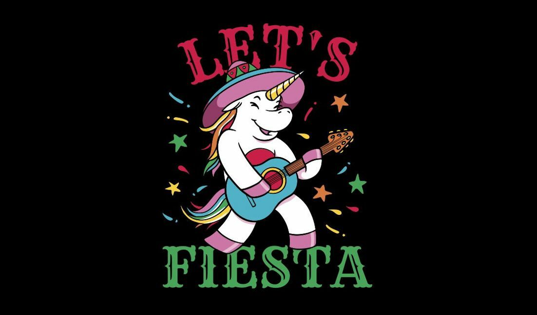 Playful unicorn fiesta design t-shirt design template