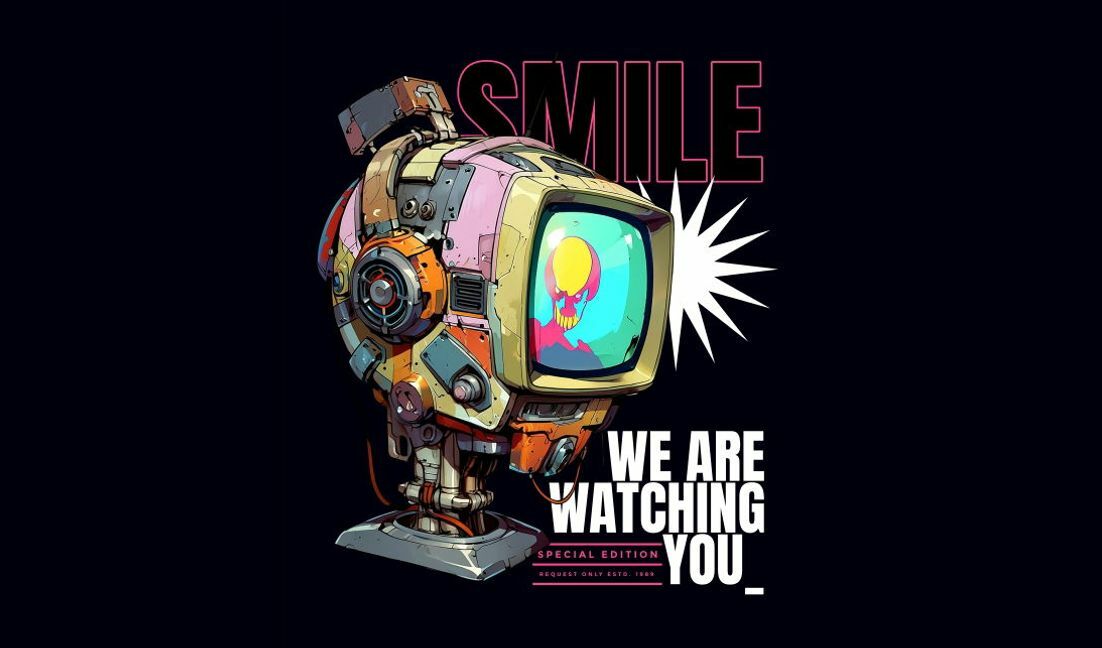 Vintage-Roboterkunst mit einem verspielten Twist T-Shirt-Designvorlage