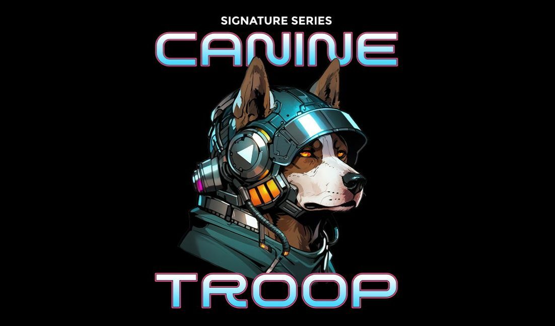 Modelo de design para camiseta Design futurista de tropa canina com um cão espacial