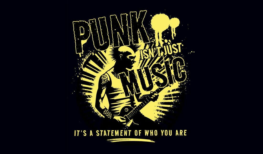 Modelo de design para camiseta Design de citação punk rock ousado