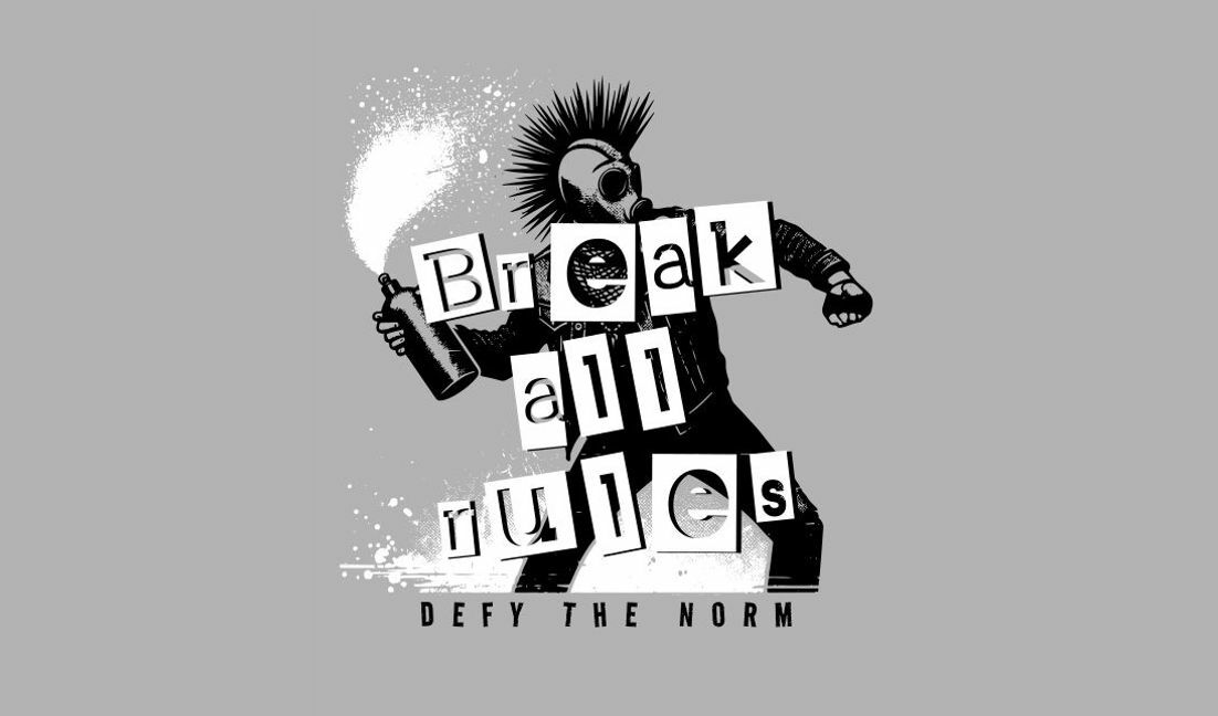 Modelo de design para camiseta Design de citação punk ousado com uma figura rebelde