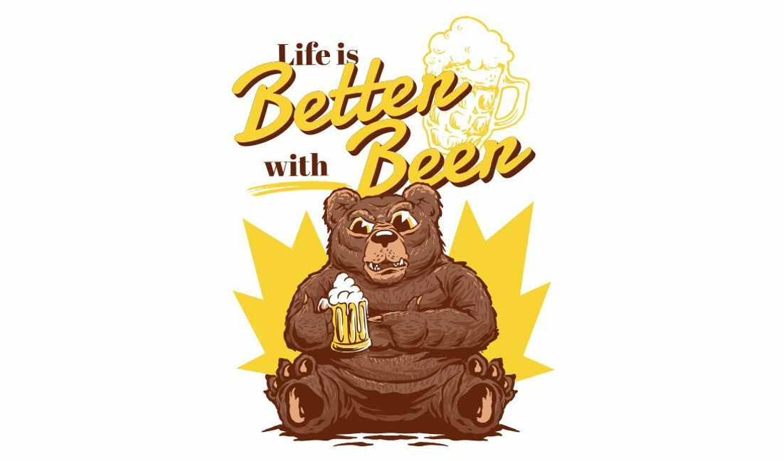 Plantilla de diseño para camiseta Diseño de cita de cerveza de oso juguetón