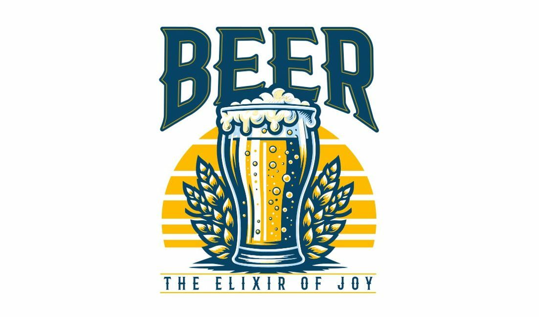 Modelo de design para camiseta Design divertido de cerveja vintage com uma citação